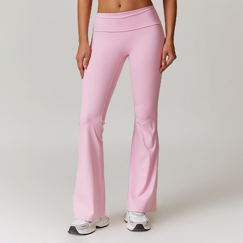 Breathable Folding Waist Flare Leg Pants