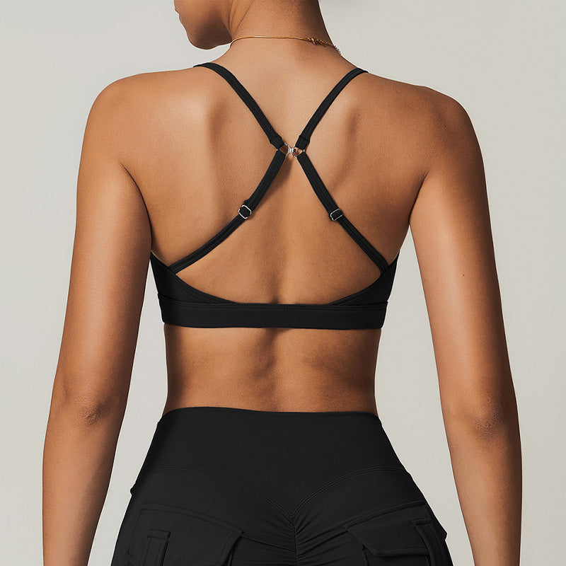 Ultra-Soft Cross Back Fitness Thin Straps Gym Bra