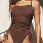 Drawstring Sides Cutout One Piece Swimsuit