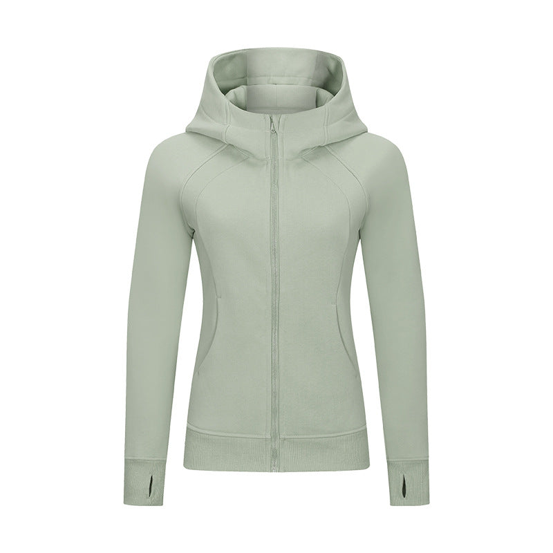 Solid color zipper hoodie