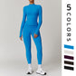 Long Sleeve Full Zipper Fitness jacket + High waist leggings 2-piece set