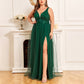 Plus size backless high slit mesh Maxi  dress