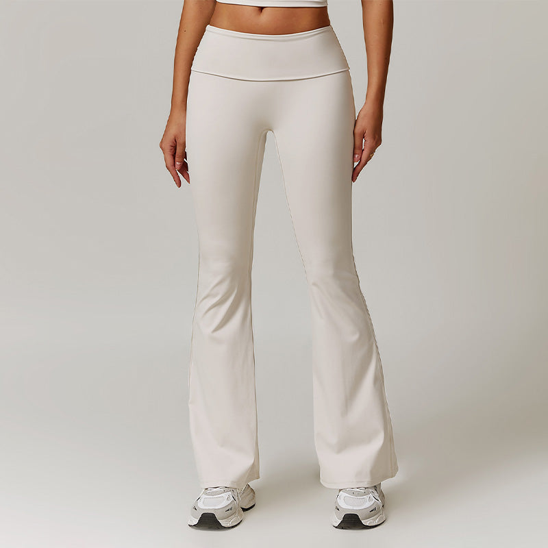 Breathable Folding Waist Flare Leg Pants