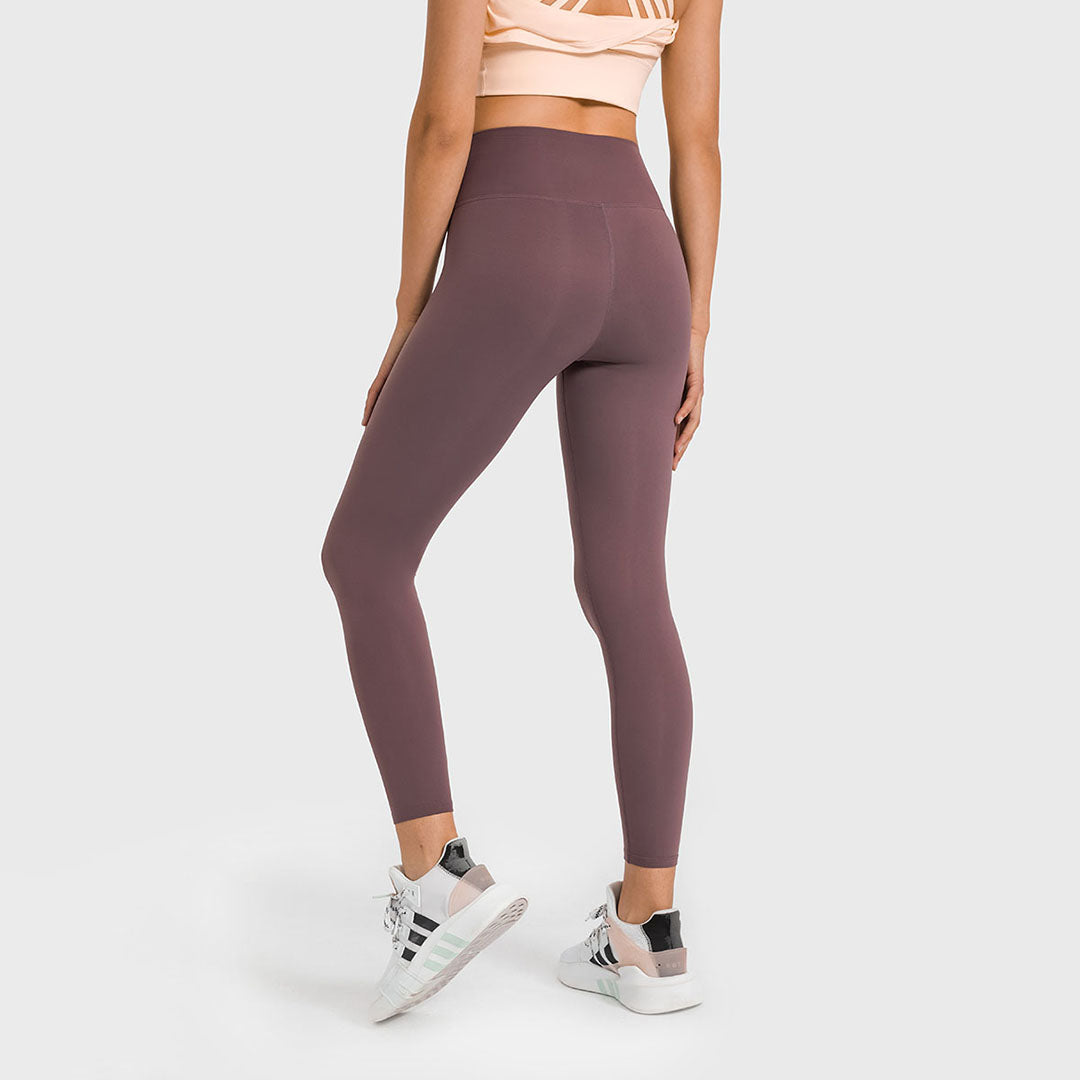 Solid color brushing stretch yoga legging