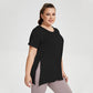 Plus Size solid side strappy sports top