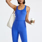 Solid color back cross jumpsuit