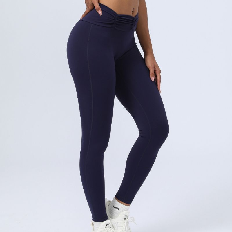 Pantalon court de yoga plissé nude