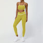 Contrasted Color nude sports and leisure fitness bra + legging set