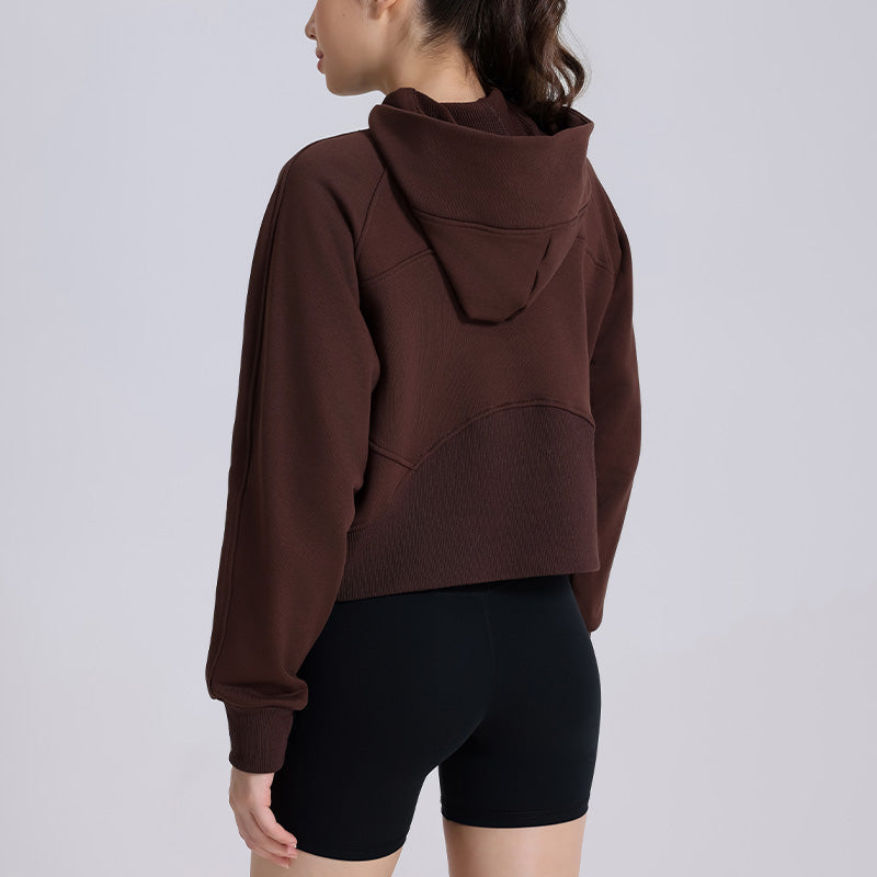 Velvet Warm Loose Half Zip Hooded Sweatshirt