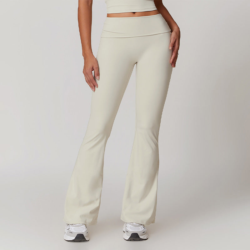 Breathable Folding Waist Flare Leg Pants