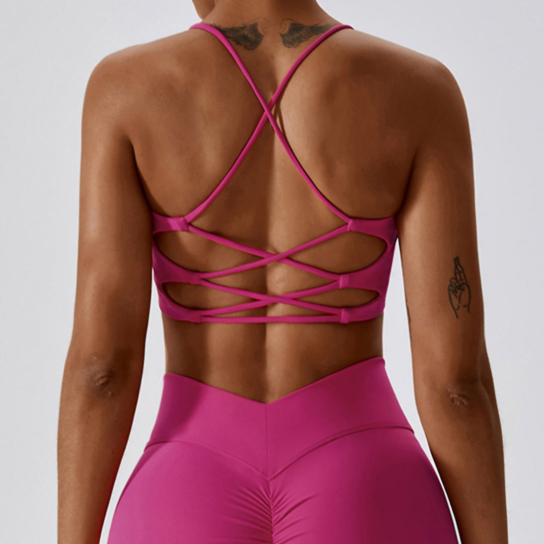 Solid 3/4 cup back cross sport bra