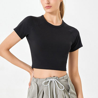 Quick-Dry High Stretch Ultra-Soft 1/4 Sleeve Sports Crop Top