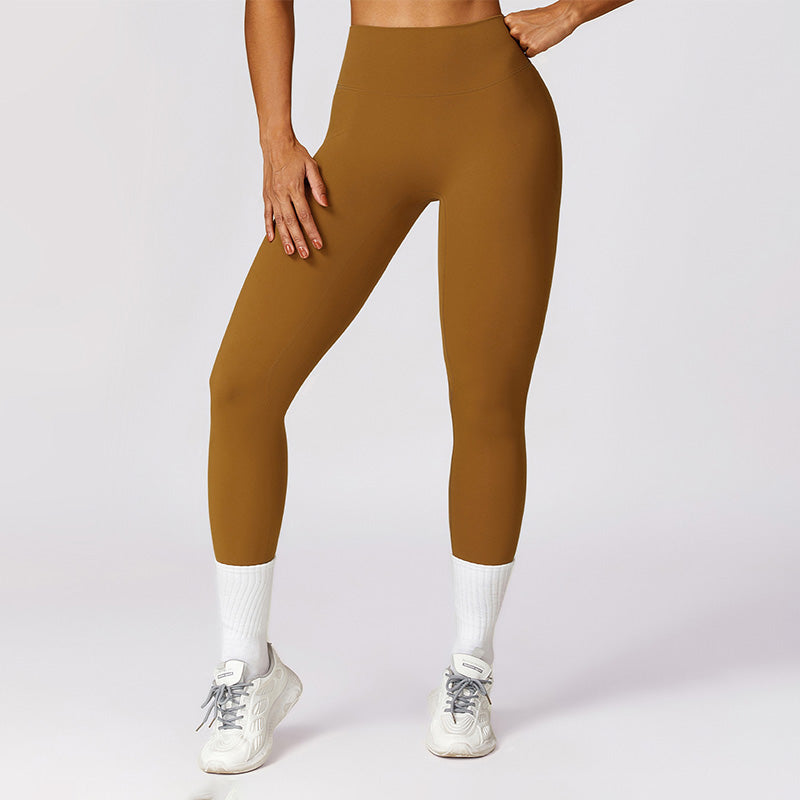 Solid high-waisted hip-lifting athletic leggings