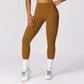 Solid high-waisted hip-lifting athletic leggings