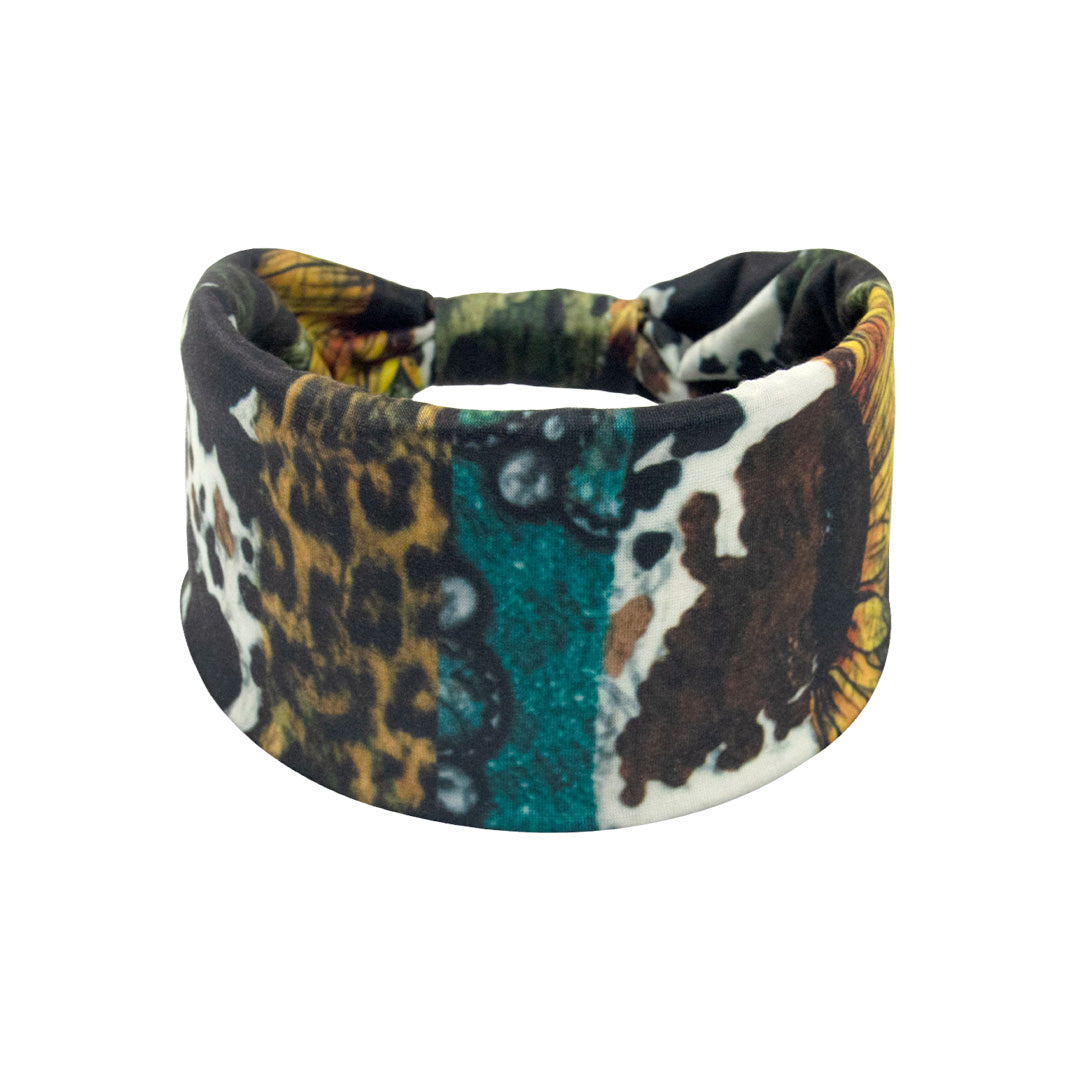 Ethnic Sports Headband with Leopard Print