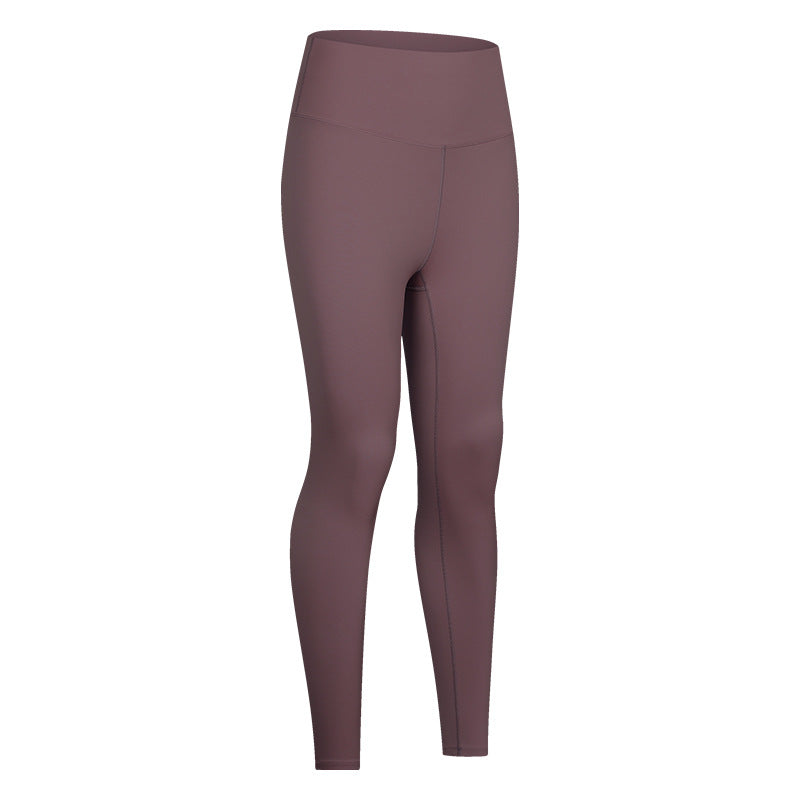 Solid color brushing stretch yoga legging