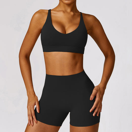 Quick-drying running fitness short sports yoga set