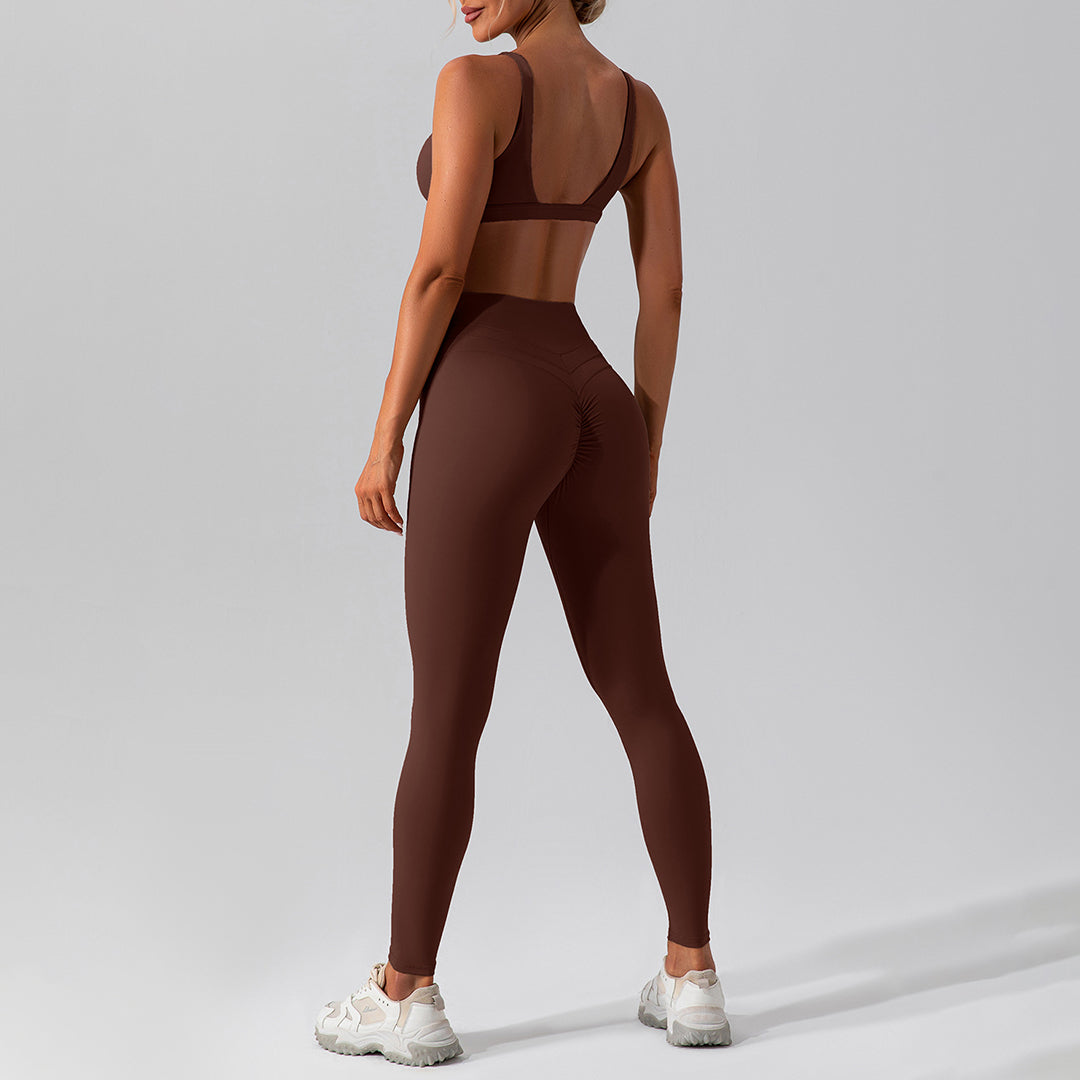 Quick-drying high waist fitness 2-piece suit