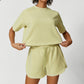 New Sand Washed Modal Casual Versatile Fitness Loose Short Sleeves Top+ Shorts Set