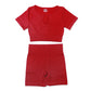 Quick-drying threaded seamless short sleeve two-piece set