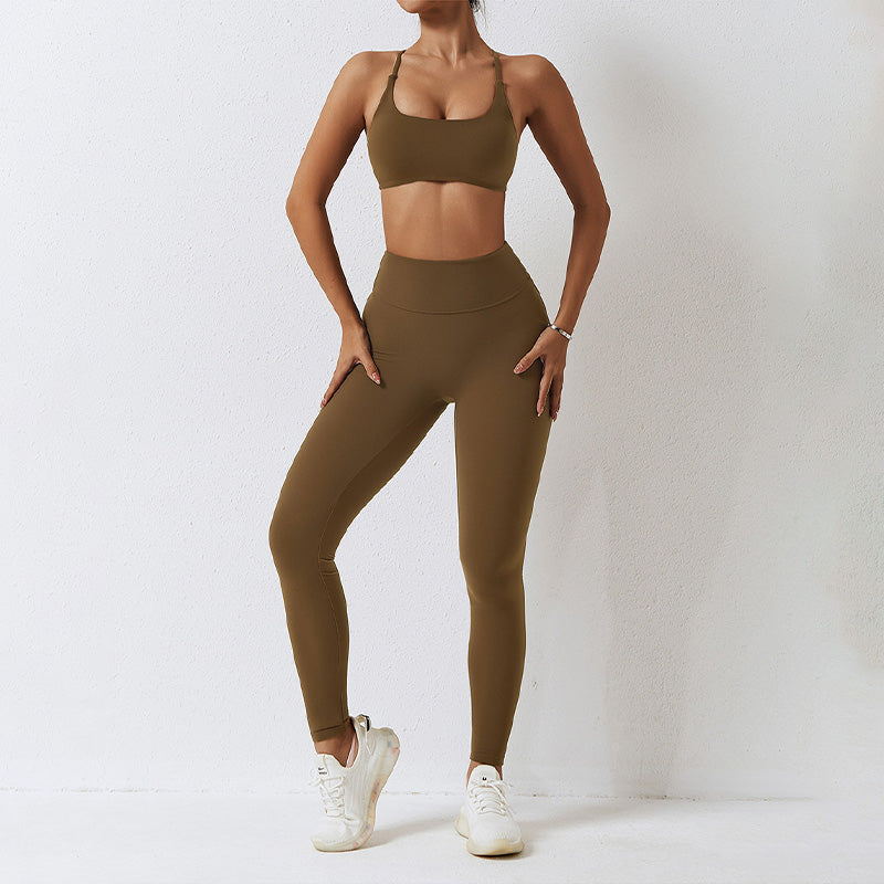 3/4 cup sports bra &leggings 2-piece set