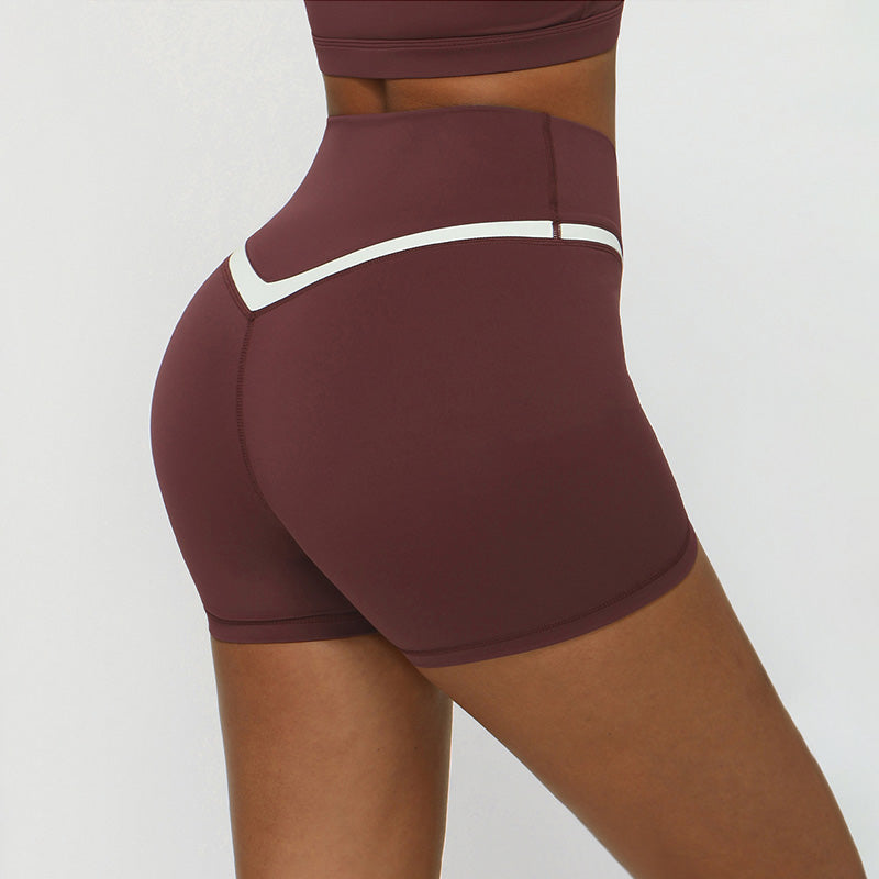 Contrasted Color cross V-waist exercise yoga shorts