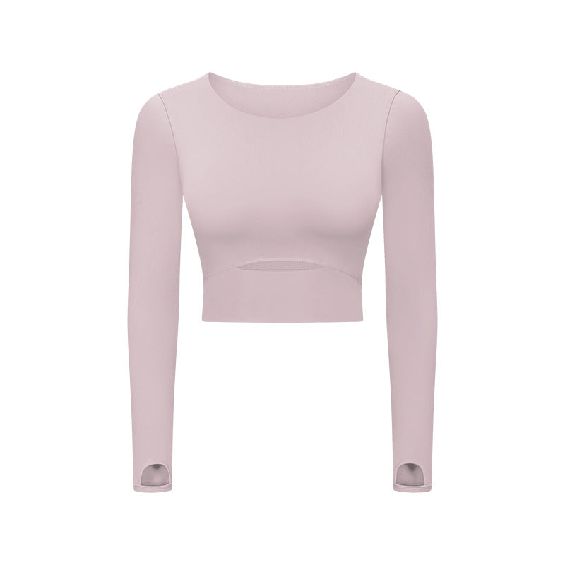 Solid color long-sleeved tight-fitting top