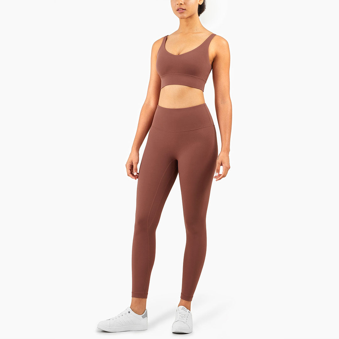 Solid color sports bra + Legging two-piece set