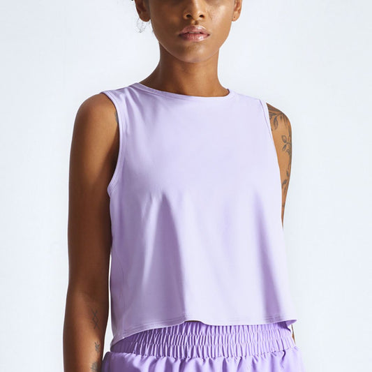 Solid color cropped sports tank tops