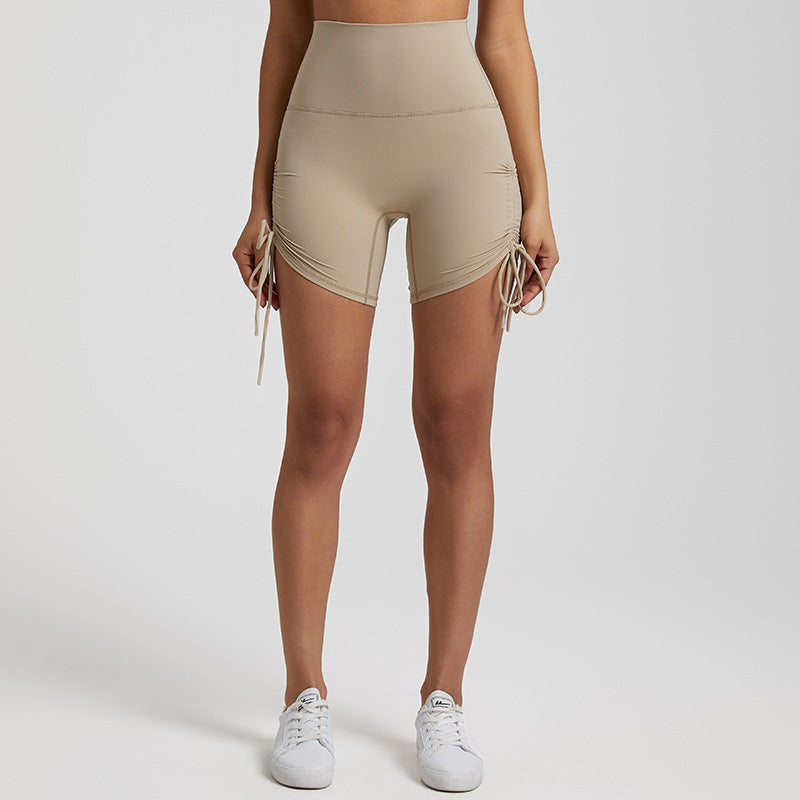 Solid bottom drawstring sports shorts