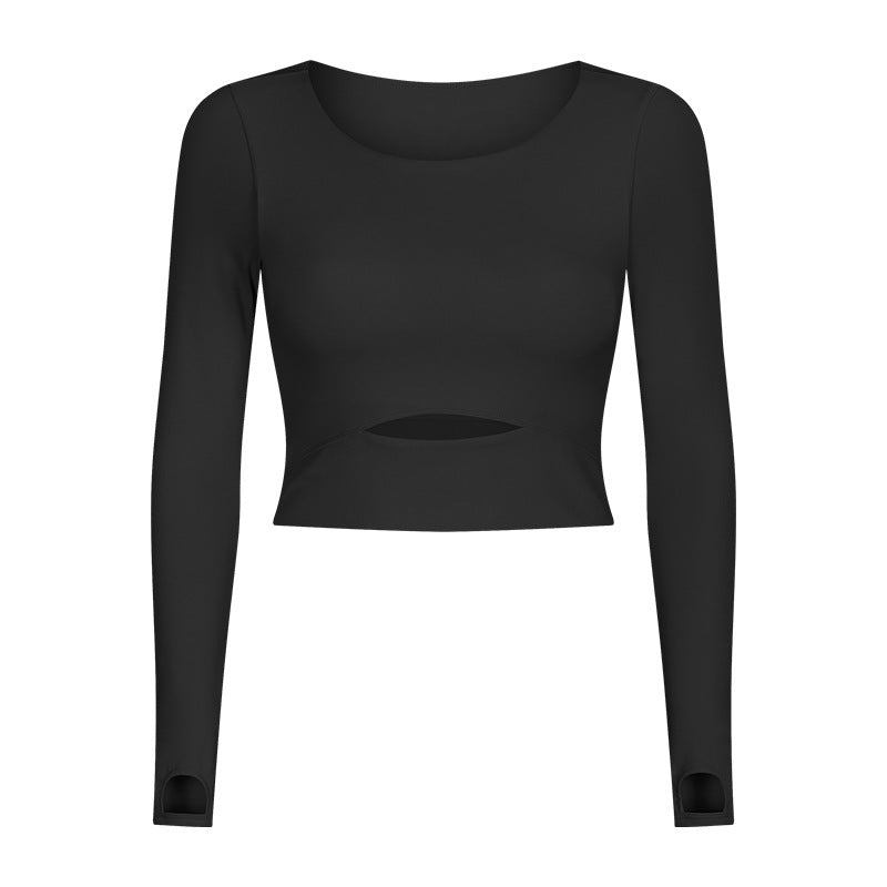 Solid color long-sleeved tight-fitting top