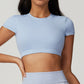 Cross Backless Short Sleeve Sports Crop Top