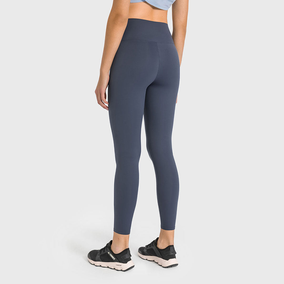 Legging de yoga extensible brossé de couleur unie