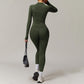 Threaded seamless long-sleeved top+ tight leggings 2 pieces set