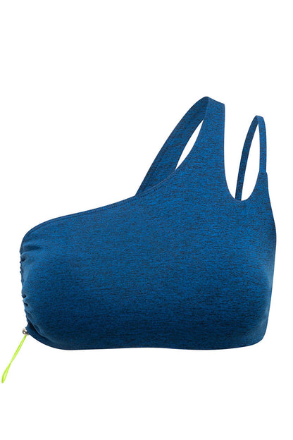 Seamless slanted shoulder sports bra