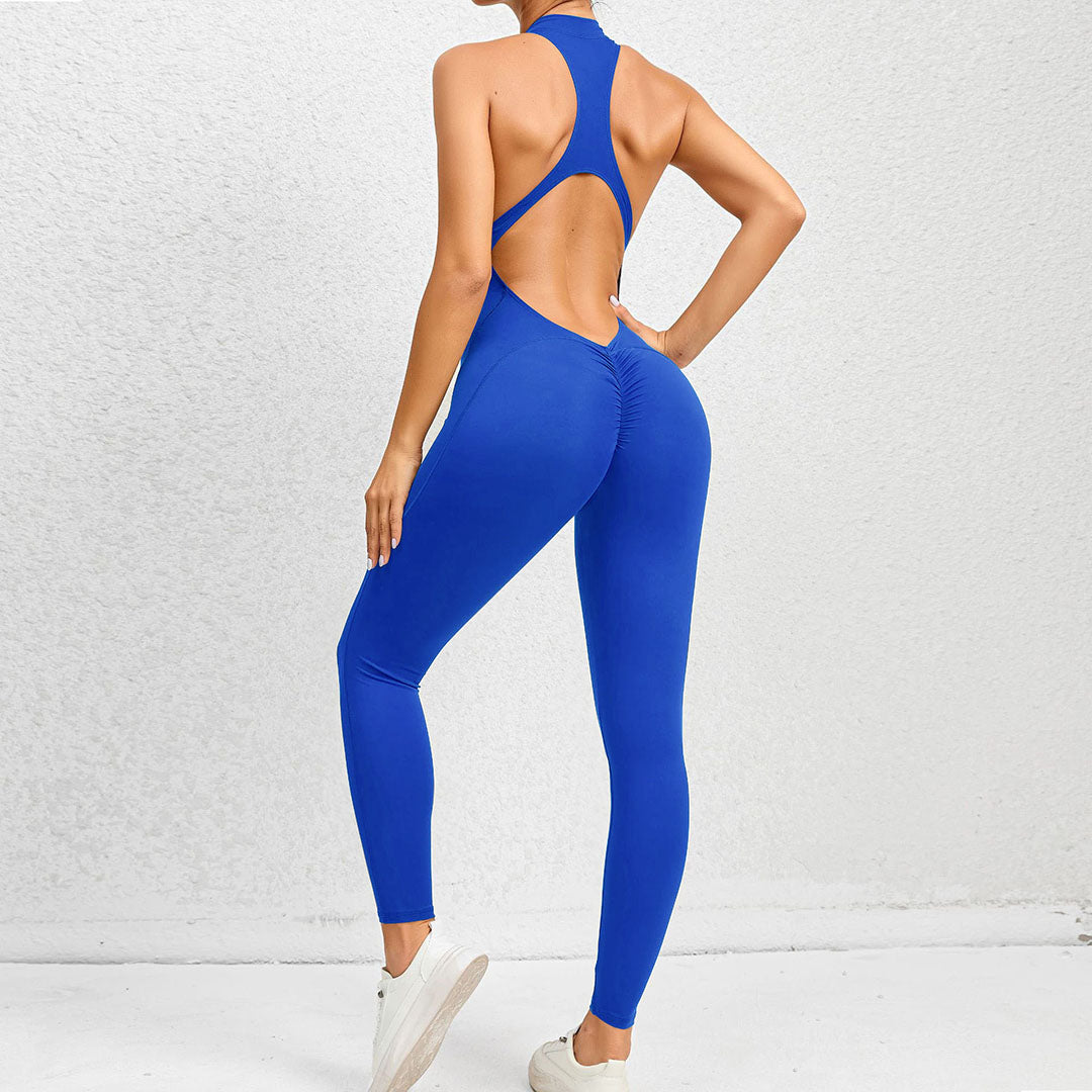 Cut-out running fitness exercise jumpsuit