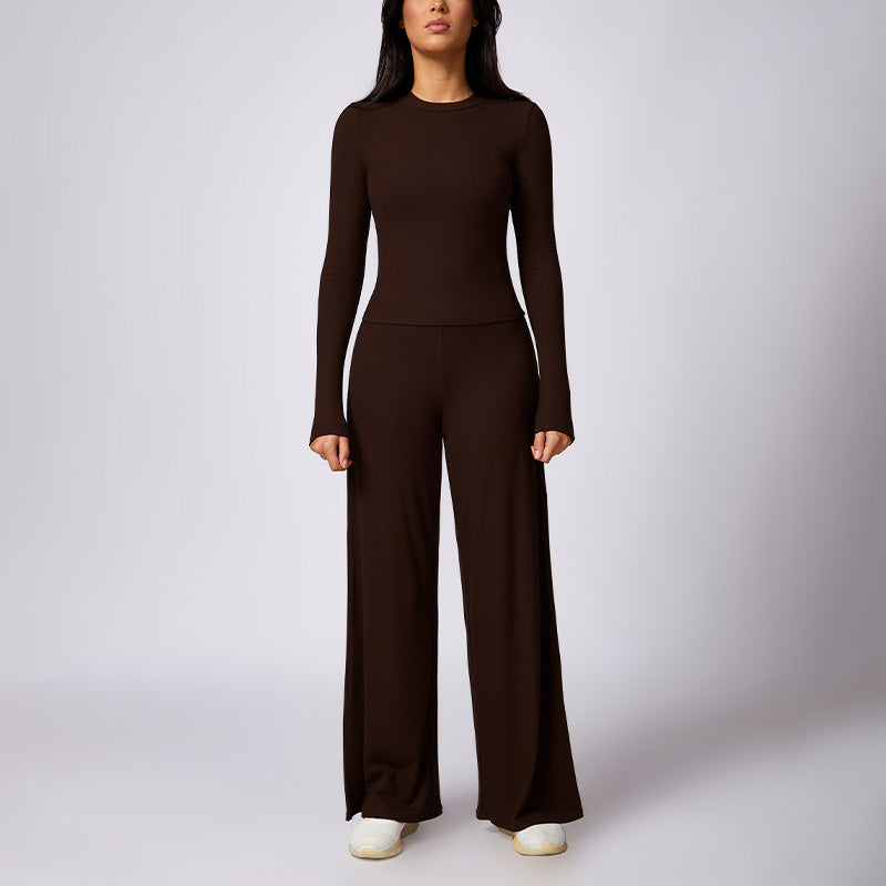 Crewneck skinny long-sleeved top & pants sets