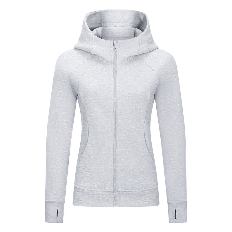 Solid color zipper hoodie