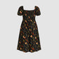 Large size printed square neck casual dress