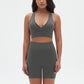 Seamless Cross V Neck Sports Bra + High-Waisted Shorts Set