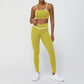 Contrasted Color nude sports and leisure fitness bra + legging set