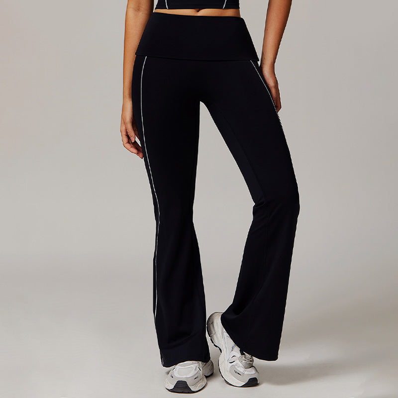 High-waisted nude slimming flared pants