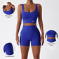 Quick-dry Wide straps sports bra + High waist shorts 2-piece set