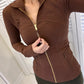 Slimming gold zipper and stand collar Fitness Jacket