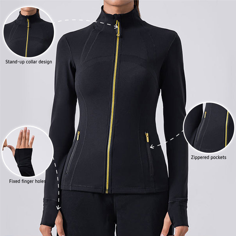 Long Sleeve Slim-fit stand Collar and full zipper Sports jacket