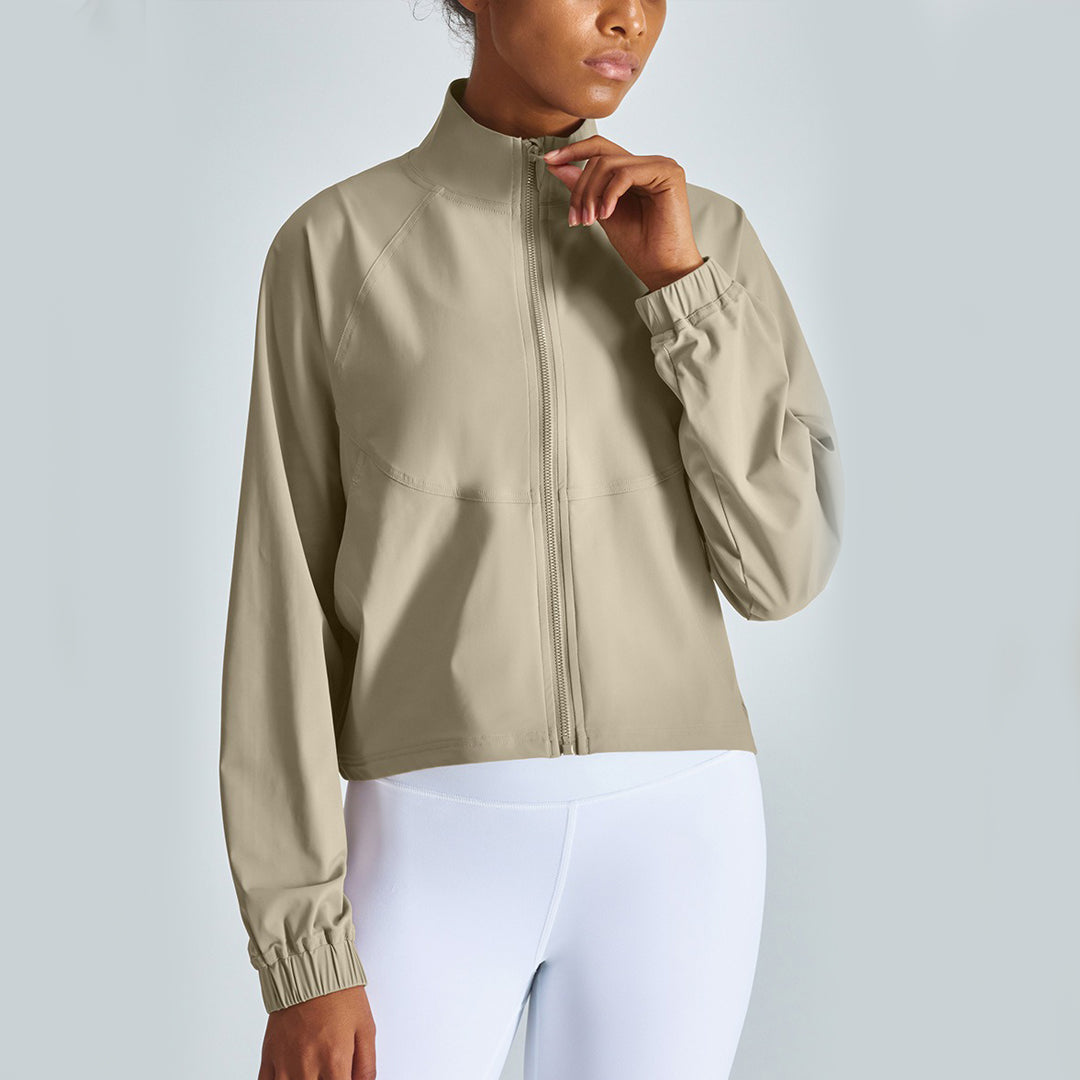 Stand collar long-sleeved sports jacket