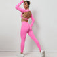 Backless long-sleeved top & leggings sport sets