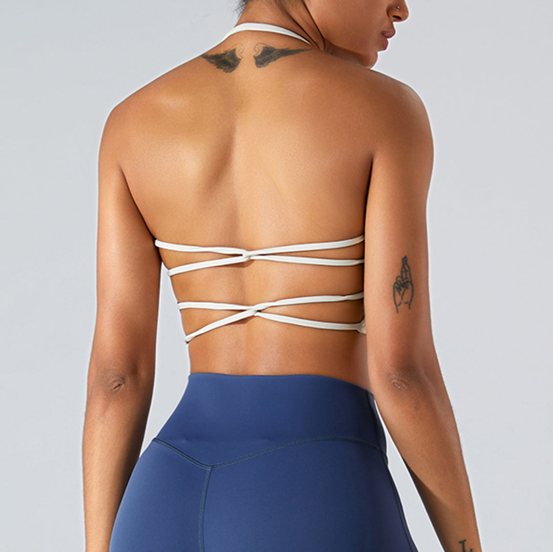 Open back halter & yoga vest sports bras