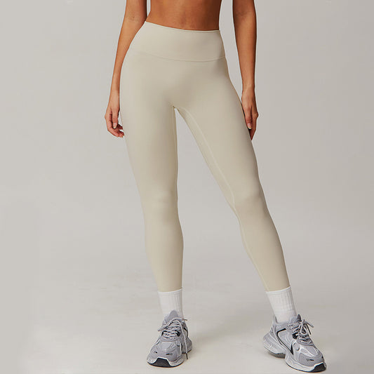 Solid high-waisted hip-lifting athletic leggings