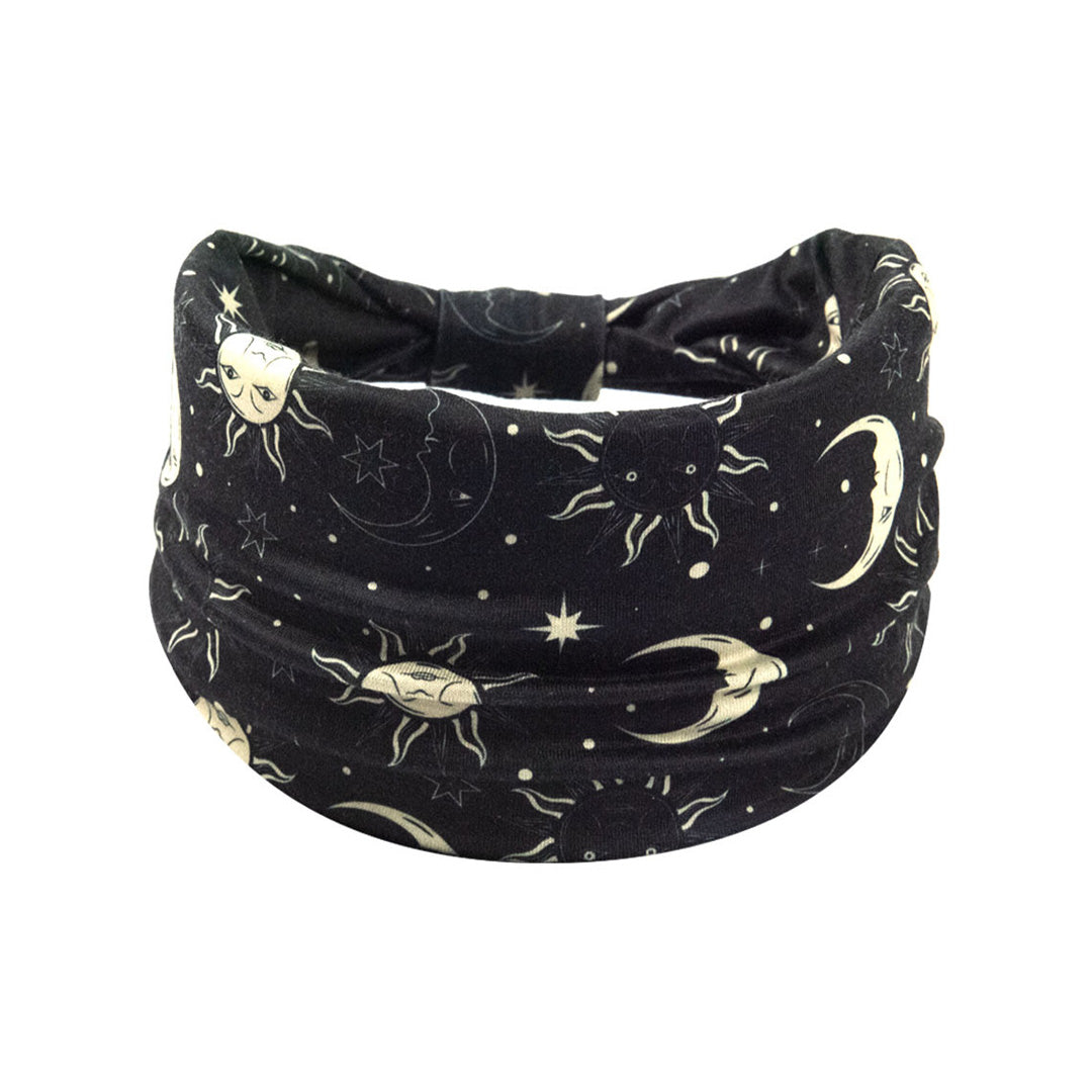 Bohemian Print Stretch Sweat-Absorbent Wide Brim Headband